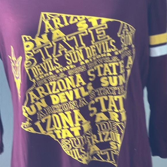 Arizona State Sun Devils sleepwear long T-shirt V neck stripe sleeves‎ Sz LG - Picture 2 of 5